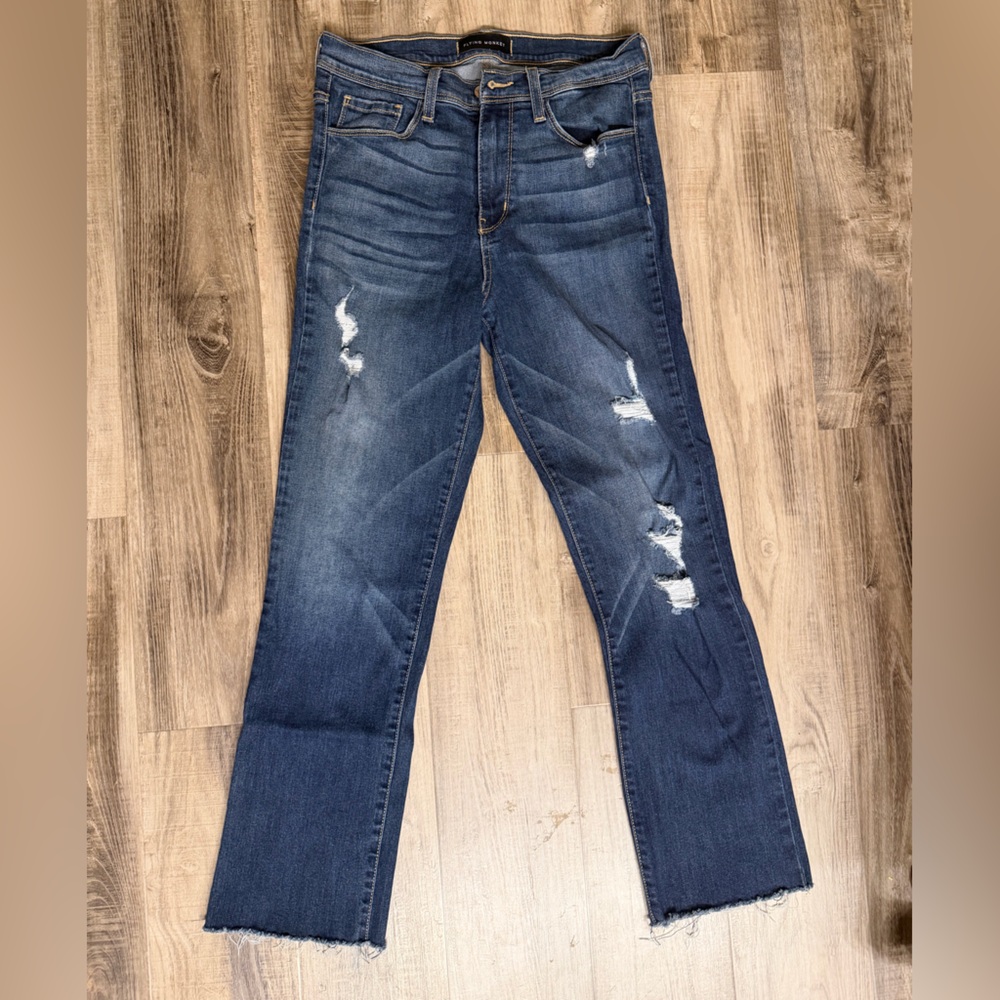 Flying Monkey Dark Blue Distressed Cropped Jeans